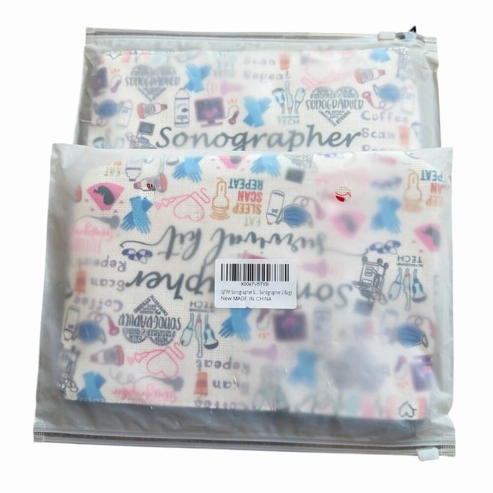 Sonographer Survival Kit Makeup Bags Set of 2 Ultrasound Tech Gift Pouches
